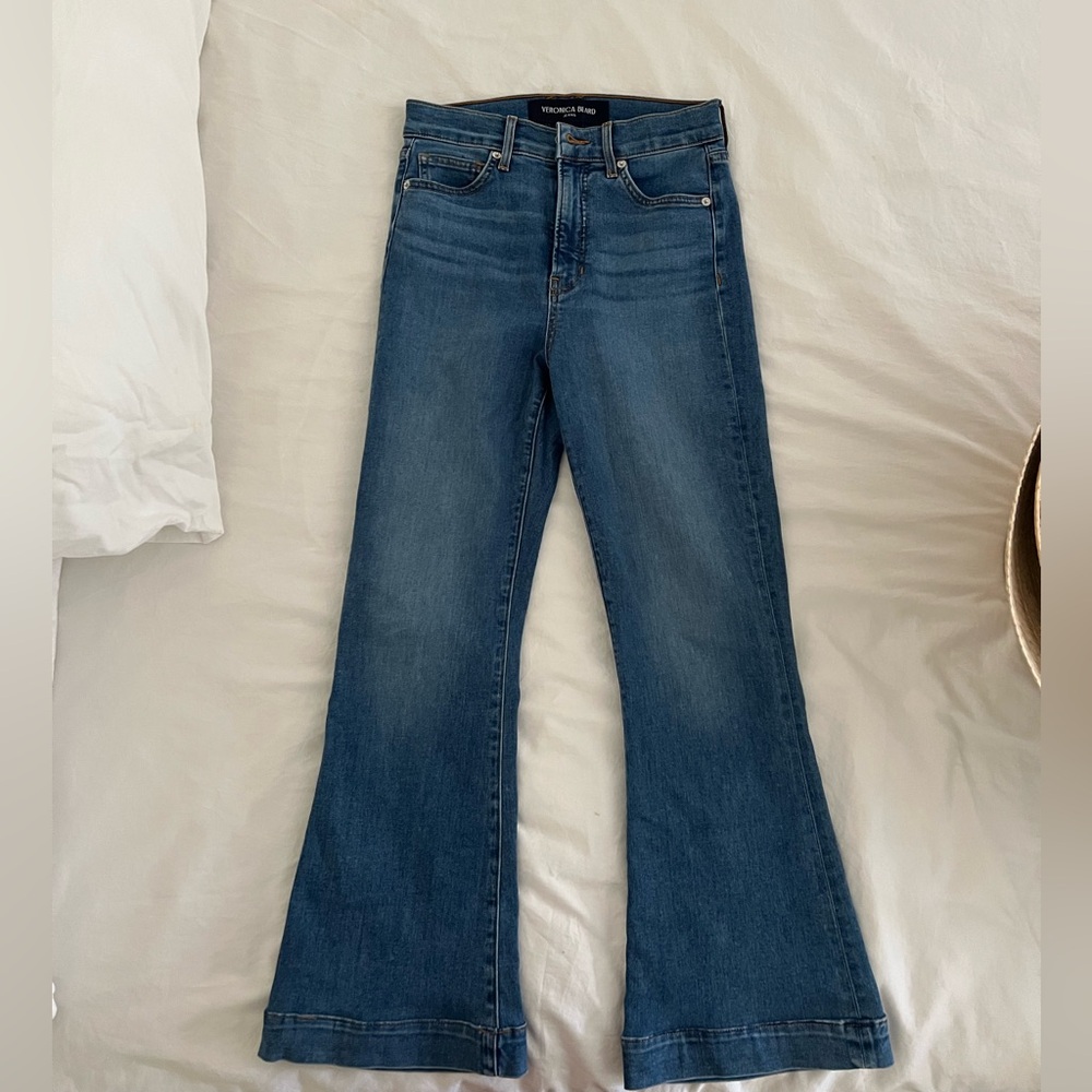 Veronica Beard Carson Ankle Blue Flare & Wide Leg Women's Jeans